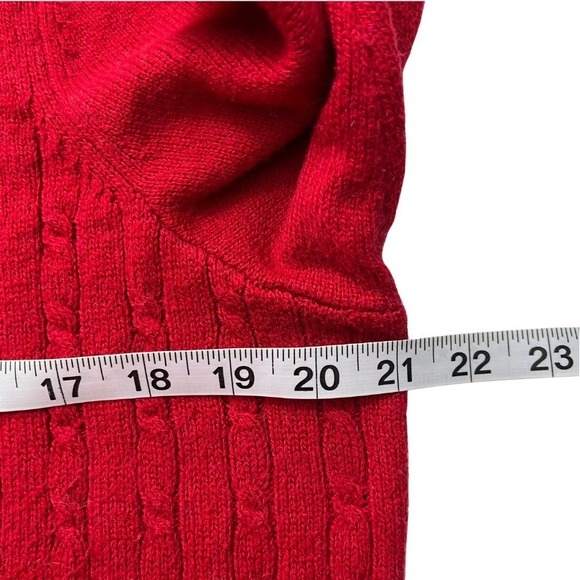 Talbots Cable Knit Red Sweater 2XP Plus Petite Cotton Blend Classic Crewneck Top - Picture 8 of 9